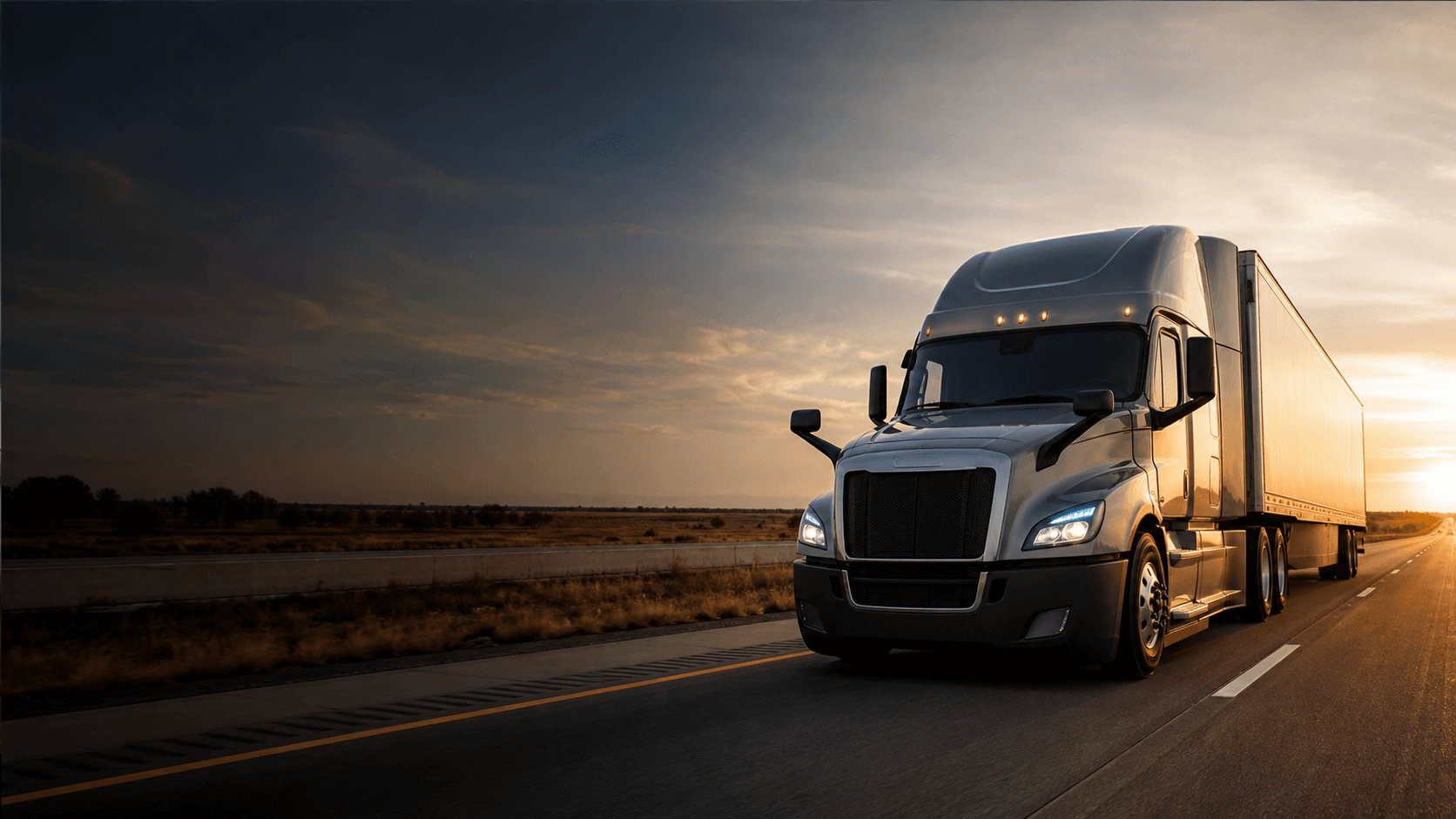 Unbranded semi truck on an Oklahoma highway